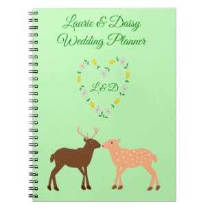 Caderno Espiral Casamento Personalizado de Deer Casal e Daisy Hear