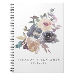 Caderno Espiral Casamento Personalizado De Mola Floral Dusty Purpl