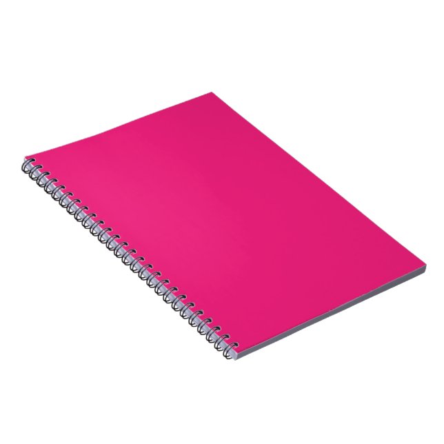 Caderno Espiral Casamento Rosa Quente | Convite de Cor Sólida e Ou (Lado Direito)