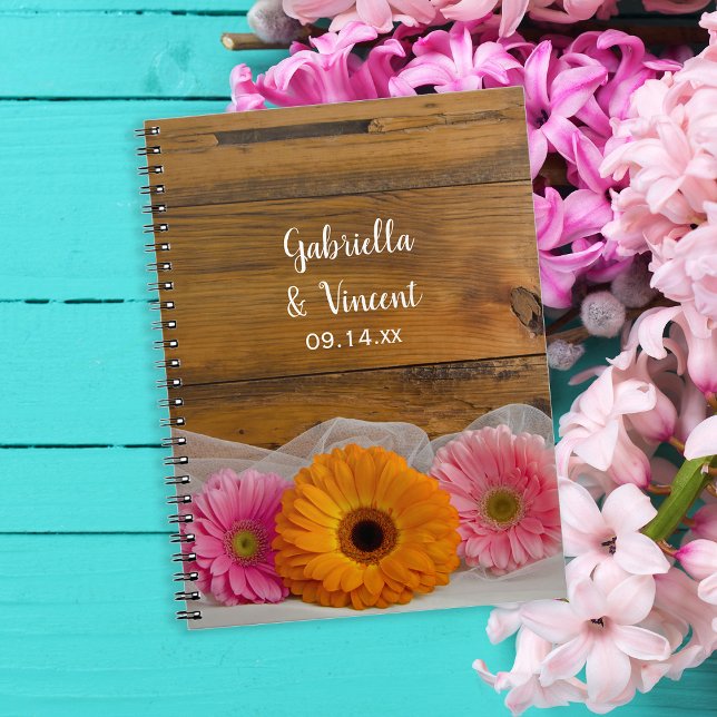 Caderno Espiral Casamento Rustic Daisy Trio Country (Criador carregado)