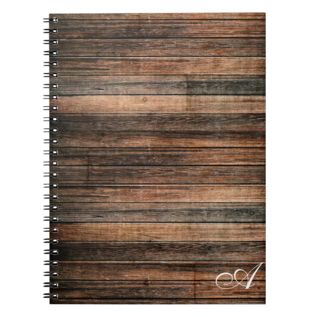 Caderno Espiral Casamento Rustic Weathered Wood Brown Barn Country (Frente)