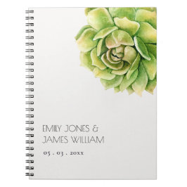 CADERNO ESPIRAL CASAMENTO SUCCULENTO DA VIBRANTE GREEN WATERCOLOR