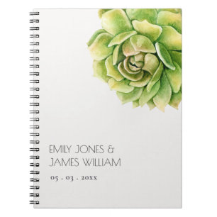 CADERNO ESPIRAL CASAMENTO SUCCULENTO DA VIBRANTE GREEN WATERCOLOR