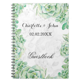 Caderno Espiral casamento suculento com aquarelas Guestbook