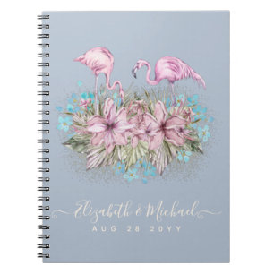 Caderno Espiral Casamento Tropical Flamingos