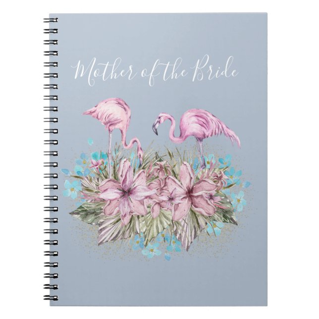 Caderno Espiral Casamento Tropical Flamingos (Frente)