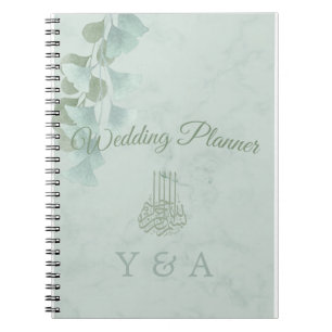 Caderno Espiral Casamento Verde Eucalyptus Foliage Bismillah Marbl