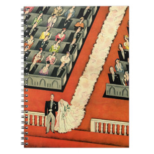 Caderno Espiral Casamento vintage, Art Deco Bride e Groom Recentem