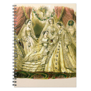 Caderno Espiral Casamento vintage de cor antiga