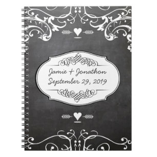 Caderno Espiral Casamentos com Tipografia de Quadro Negro
