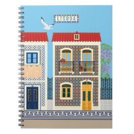 Caderno Espiral Casas bonitas em português com azulejos ou azulejo