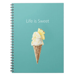 Caderno Espiral Casquinha de Sorvete de Abacaxis