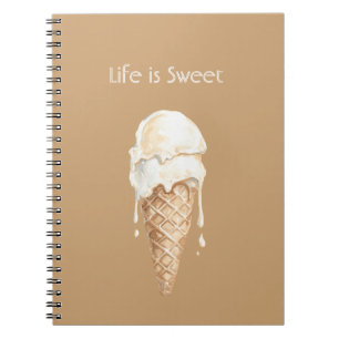 Caderno Espiral Casquinha de Sorvete de Coco e Baunilha