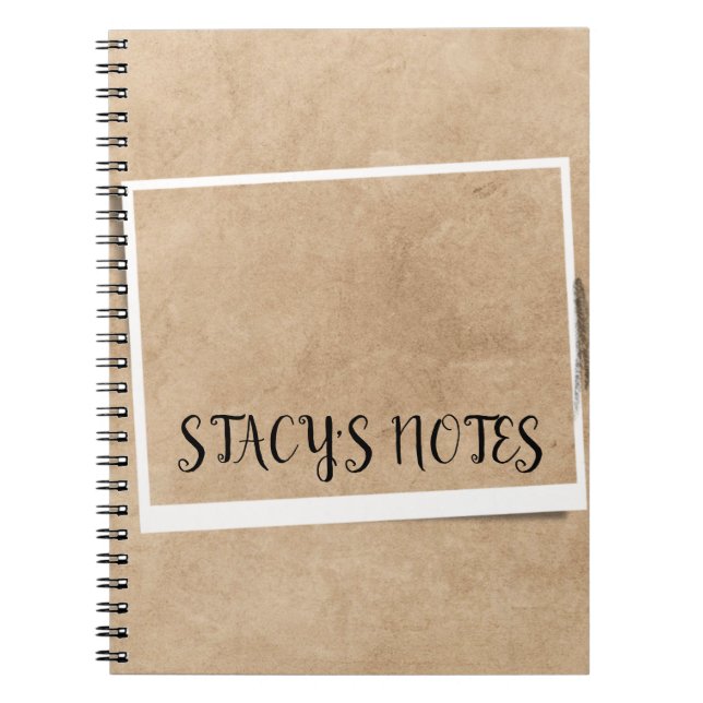 Caderno Espiral Castanho Elegante Personalizado da Vintage (Frente)