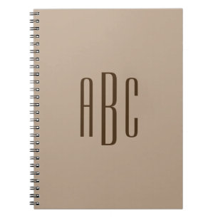 Caderno Espiral Castanho Escuro Simples Três Letras Monograma
