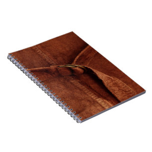 Caderno Espiral Castanho Suede Com Precinta E Fivela