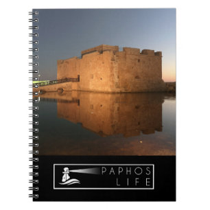 Caderno Espiral Castelo de Paphos e reflexões no pôr do sol