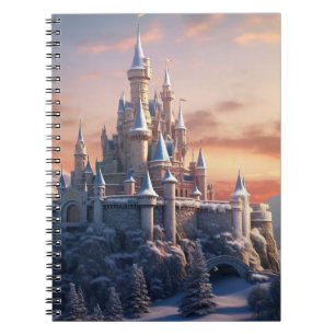 Caderno Espiral Castelo digital fantasma nas montanhas