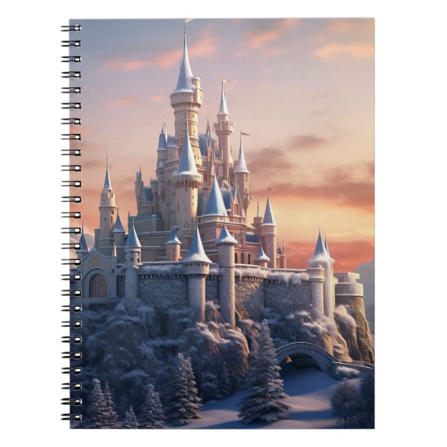 Caderno Espiral Castelo digital fantasma nas montanhas (Frente)
