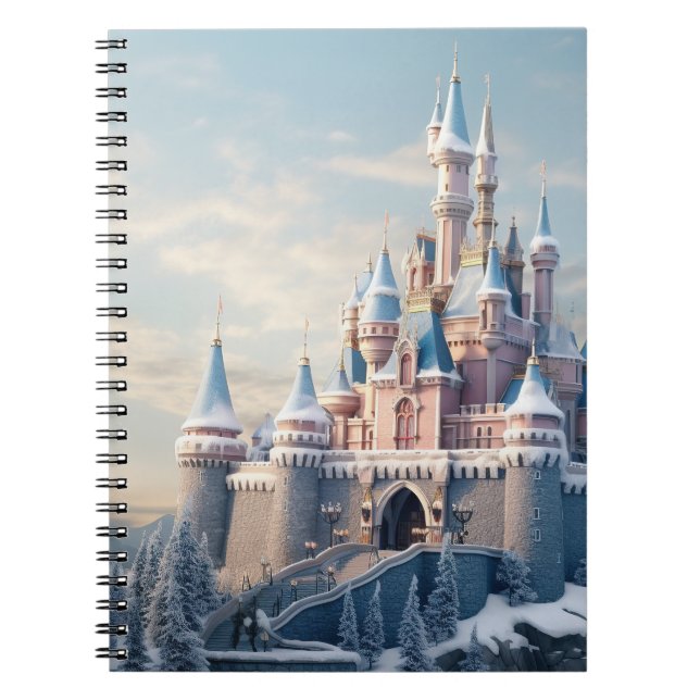 Caderno Espiral Castelo digital fantasma nas montanhas (Frente)
