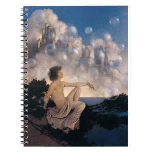 Caderno Espiral Castelos no Ar de Maxfield Parrish 1904 Fantasia V