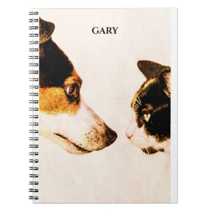 caderno espiral "CAT AND DOG'', nome personalizado
