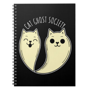 Caderno Espiral Cat Ghost Society Spooky Engraçado Pet Halloween