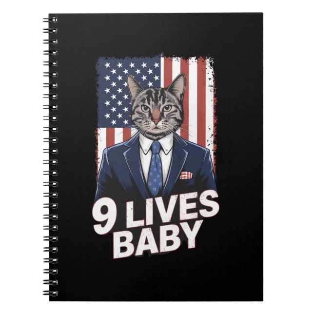 Caderno Espiral Cat in Suite com Trump Hair American Flag 9 Livres (Frente)