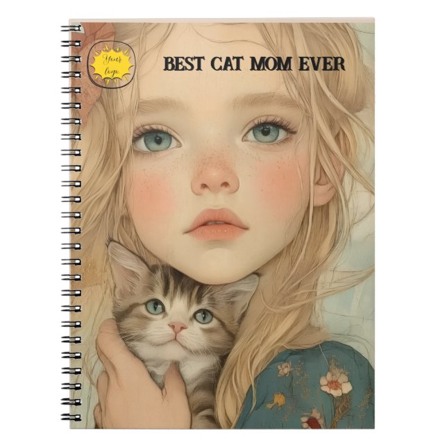 Caderno Espiral Cat lover Mom Photo  orange (Frente)