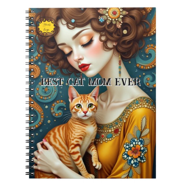 Caderno Espiral Cat lover Mom Photo  orange (Frente)