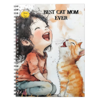 Caderno Espiral Cat lover Mom Photo  orange