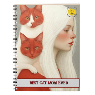 Caderno Espiral Cat lover Mom Photo  red