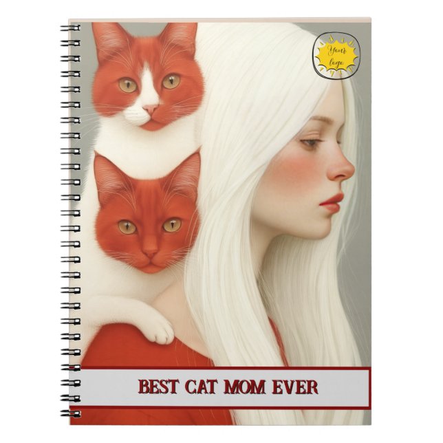 Caderno Espiral Cat lover Mom Photo  red (Frente)