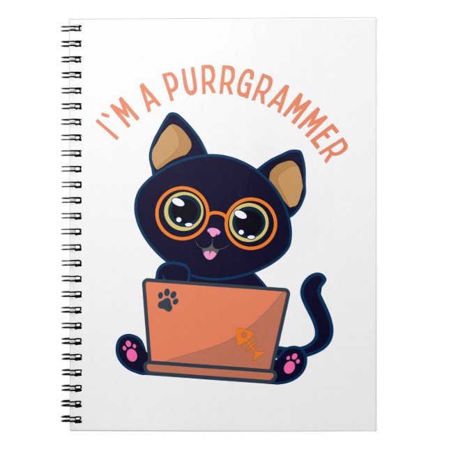 Caderno Espiral Cat Lovers Eu sou um programador de purrgrammer (Frente)