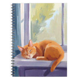 Caderno Espiral Cat Nap | Orange Kitten Watercolor Pet