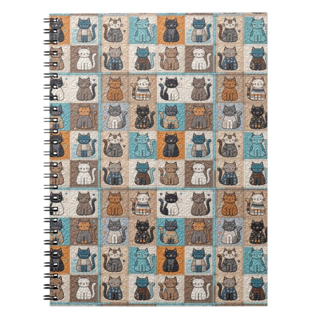 Caderno Espiral Cat Quilt Design (Frente)