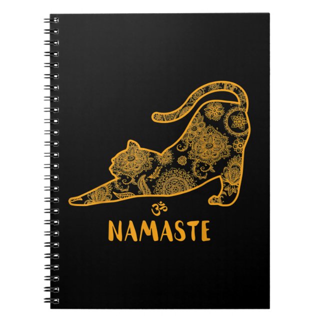 Caderno Espiral Cat Yoga Namaste OM - Engraçado Yoga Gift T-Shirt (Frente)