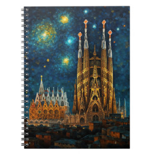Caderno Espiral Catalan Starry Night Gaudí encontra Van Gogh