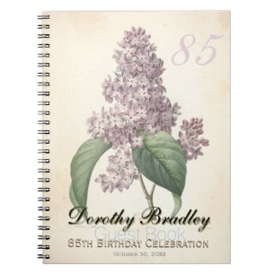 Caderno Espiral Catálogo de Convidados Personalizado Lilac da Fes