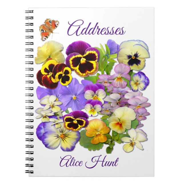 Caderno Espiral Catálogo de Endereços Pansy e Borboleta (Frente)
