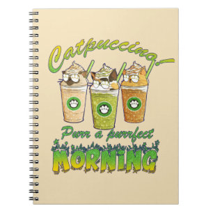 Caderno Espiral Catpuccino - Purr a Purfect Morning   Gato Cinto