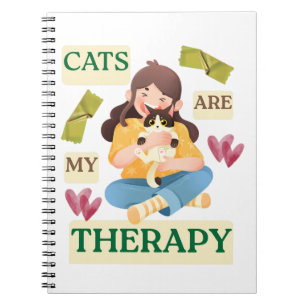 Caderno Espiral Cats Are My Therapy – Cute Cat Lover Design 