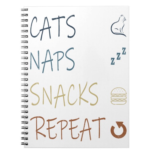 Caderno Espiral Cats Naps and Snacks|Os melhores presentes para am (Frente)