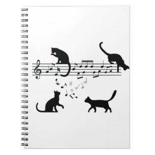 Caderno Espiral Cats Reproduzindo Notas de Música