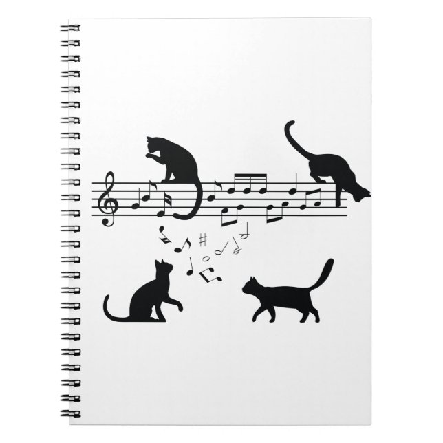 Caderno Espiral Cats Reproduzindo Notas de Música (Frente)