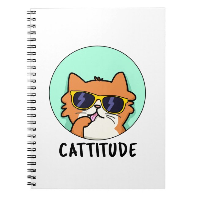 Caderno Espiral Cattitude Atitude Divertida Piada de Gato (Frente)