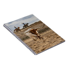 Caderno Espiral Caubóis do Oeste com Gado Longhorn