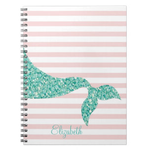 Caderno Espiral Cauda de Sereia Fofa, Listras-Personalizadas