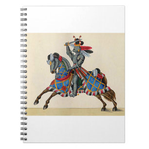 Caderno Espiral Cavaleiro Medieval a Cavalo – Azul Vintage
