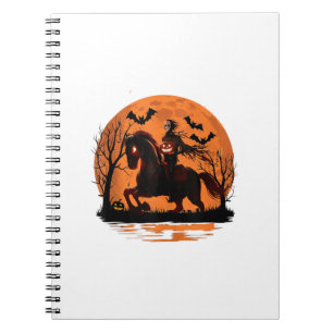Caderno Espiral cavaleiro surdo a cavalo com abóbora na cabeça